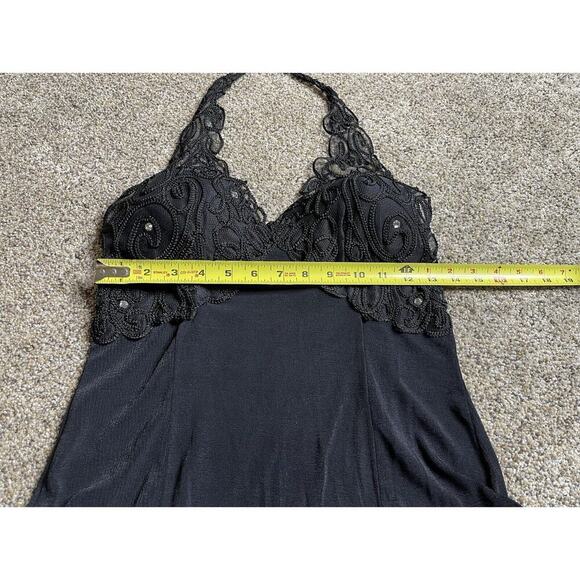Vintage Durian Women’s Fitted Little Black Dress WhimsyGoth Halter Lace Medium - Picture 9 of 9